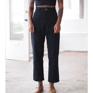 Beaton utility pants, black denim, size 6